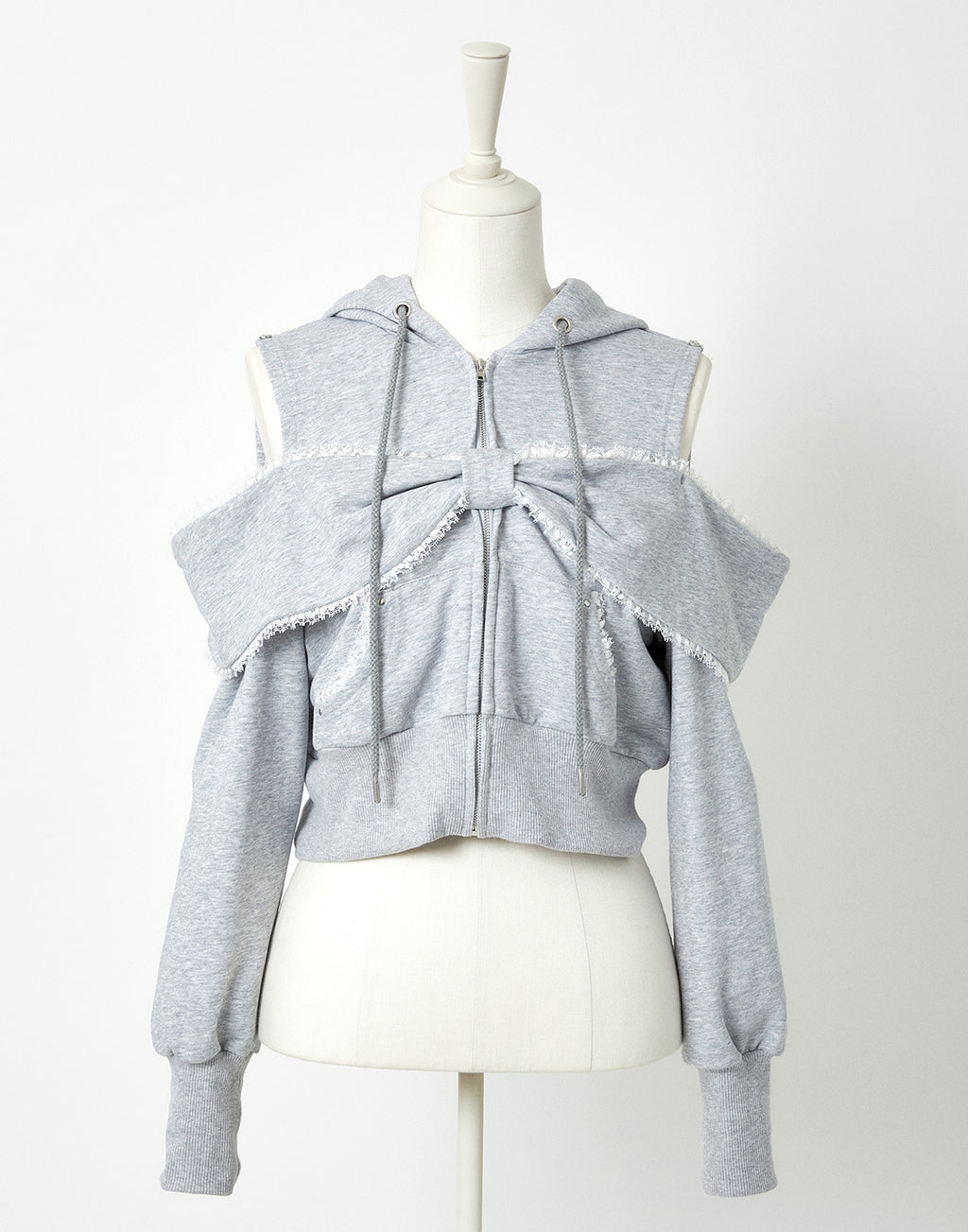 AVENCHUMU Ribbon shoulder zip hoodie