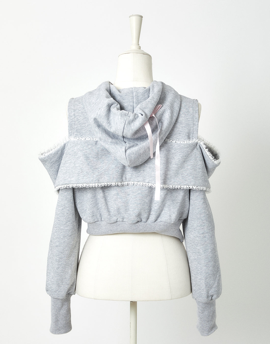 AVENCHUMU Ribbon shoulder zip hoodie