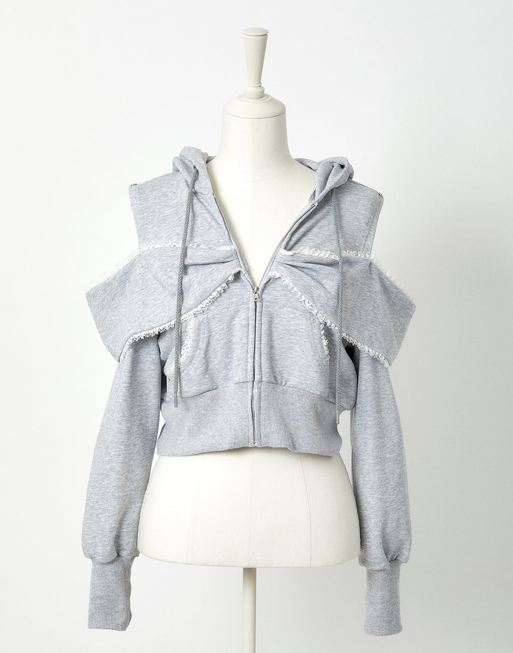 AVENCHUMU Ribbon shoulder zip hoodie