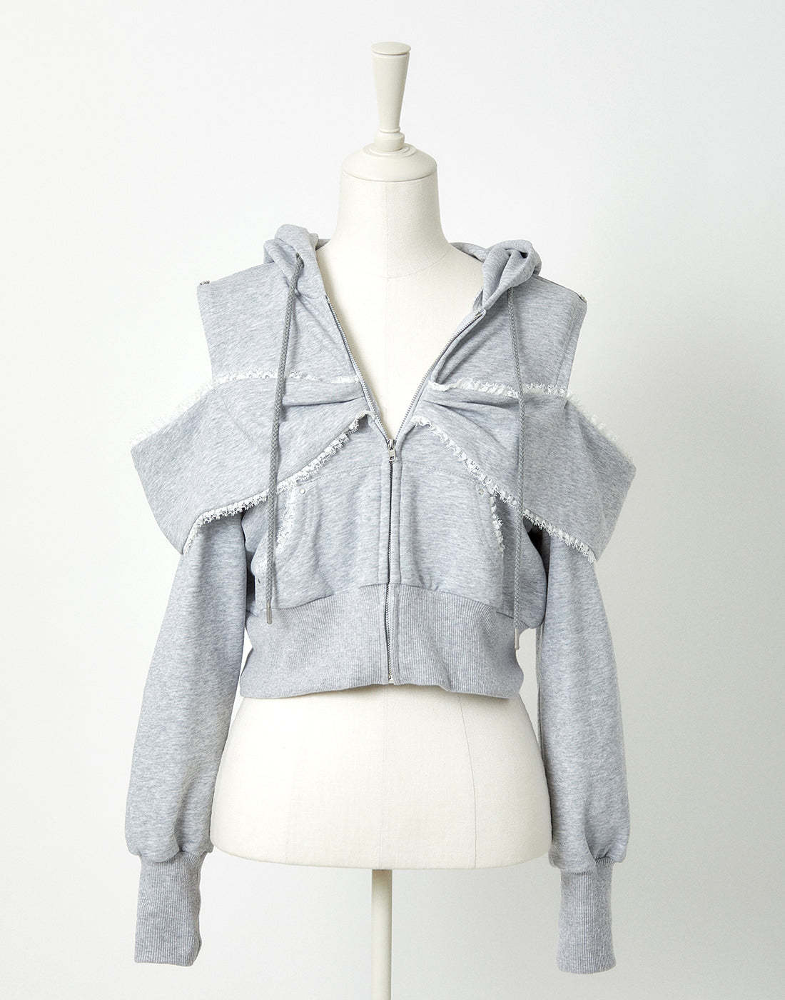 AVENCHUMU Ribbon shoulder zip hoodie