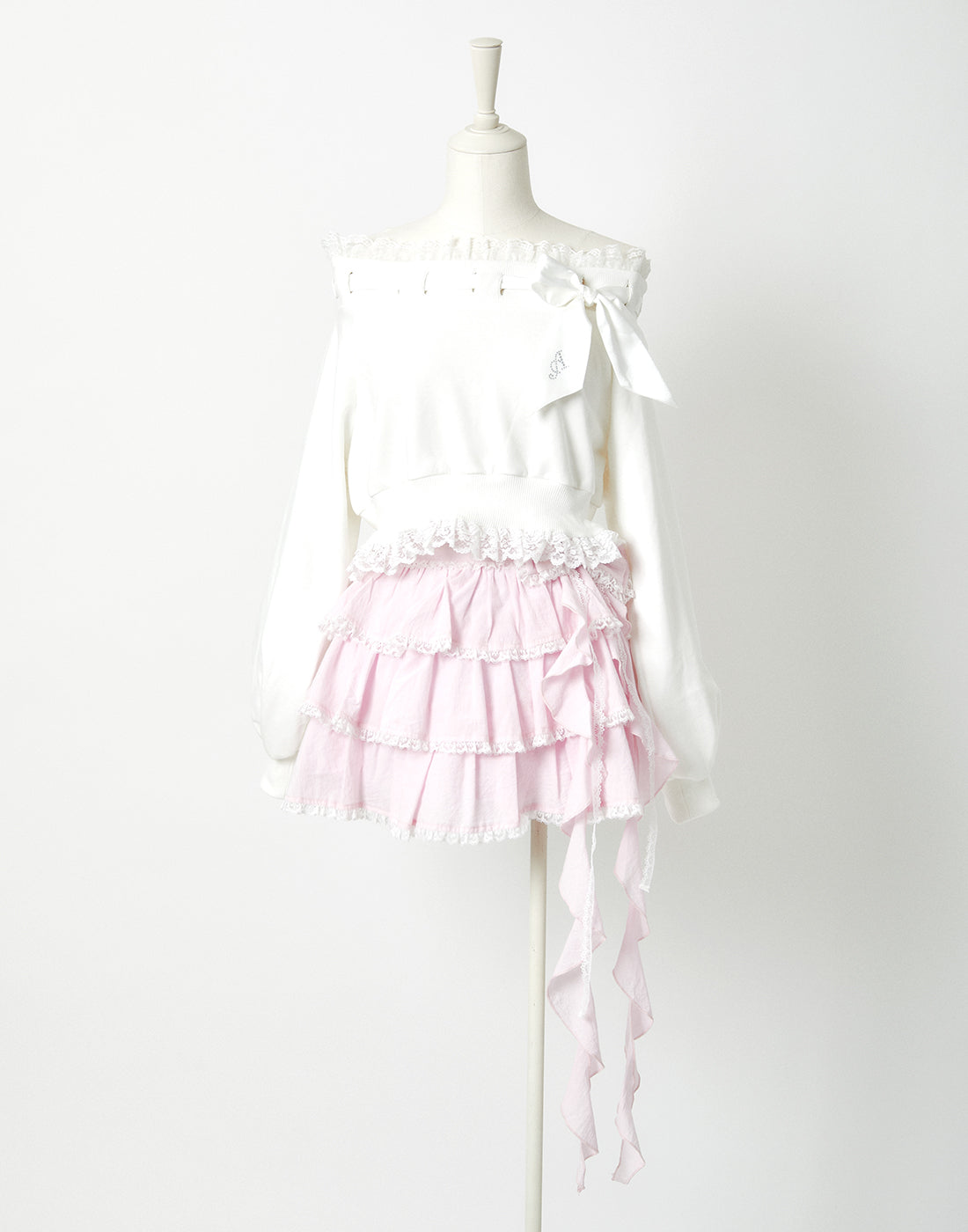 <Deliver in Late September> AVENCHUMU Ruffle frill ribbon tiered skirt