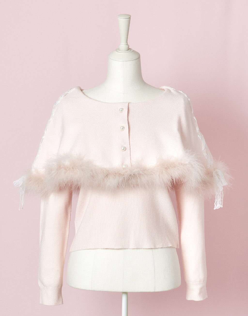 mellfy memory Fluffy lace-up cape Knit Top