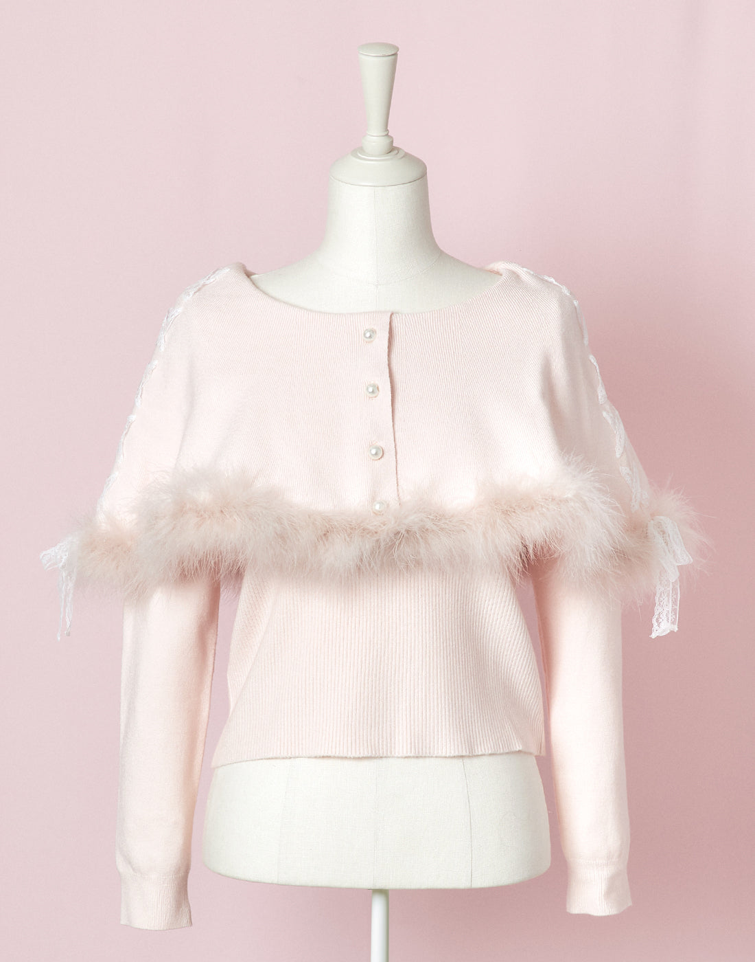 mellfy memory Fluffy lace-up cape Knit Top