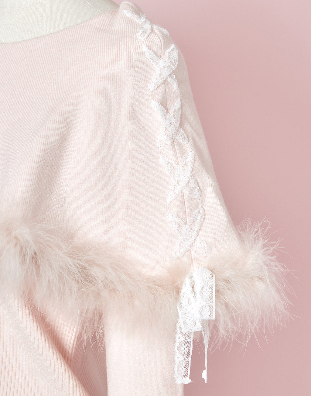 mellfy memory Fluffy lace-up cape Knit Top