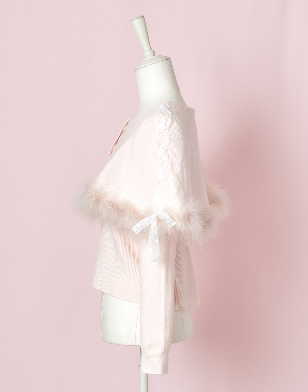 mellfy memory Fluffy lace-up cape Knit Top