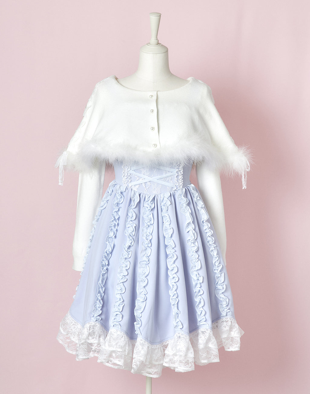 mellfy memory Fluffy lace-up cape Knit Top