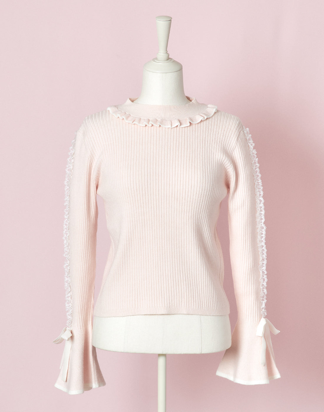 mellfy memory lare sleeve bicolor ribbon Knit Top