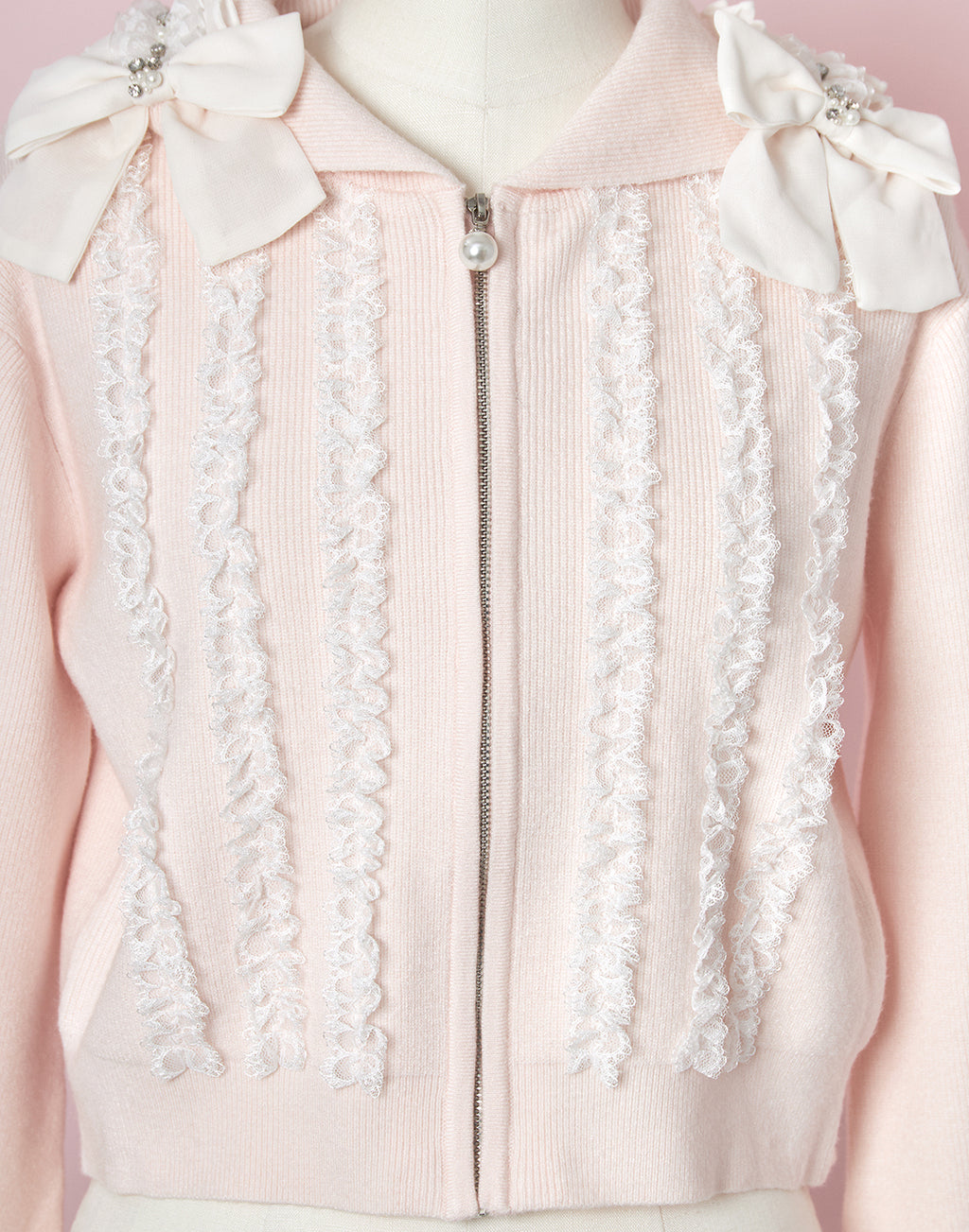 mellfy memory Ribbon ＆ lace ruffle headdress hoodie　