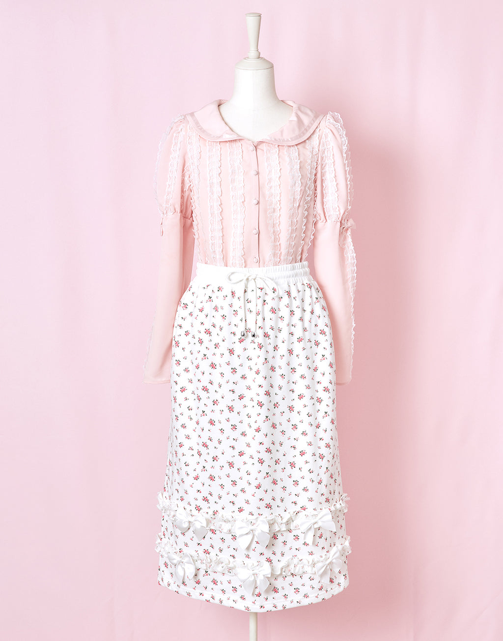 <Deliver In November> Lolime frilly tiny floral Sweat Skirt