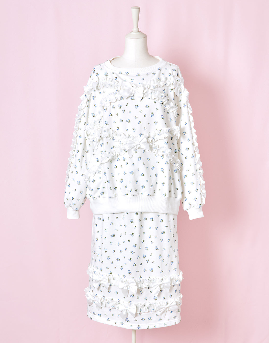 <Deliver In November> Lolime frilly tiny floral Sweat Skirt