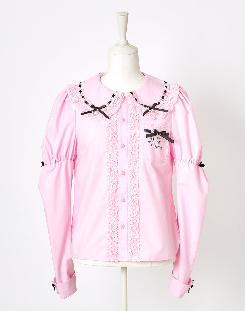 (Deliver In Late October) AVENCHUMU Frills & ribbons cross tie puff blouse