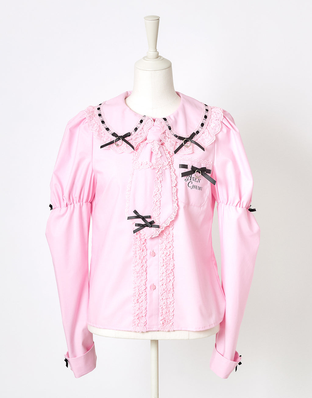 (Deliver In Late October) AVENCHUMU Frills & ribbons cross tie puff blouse
