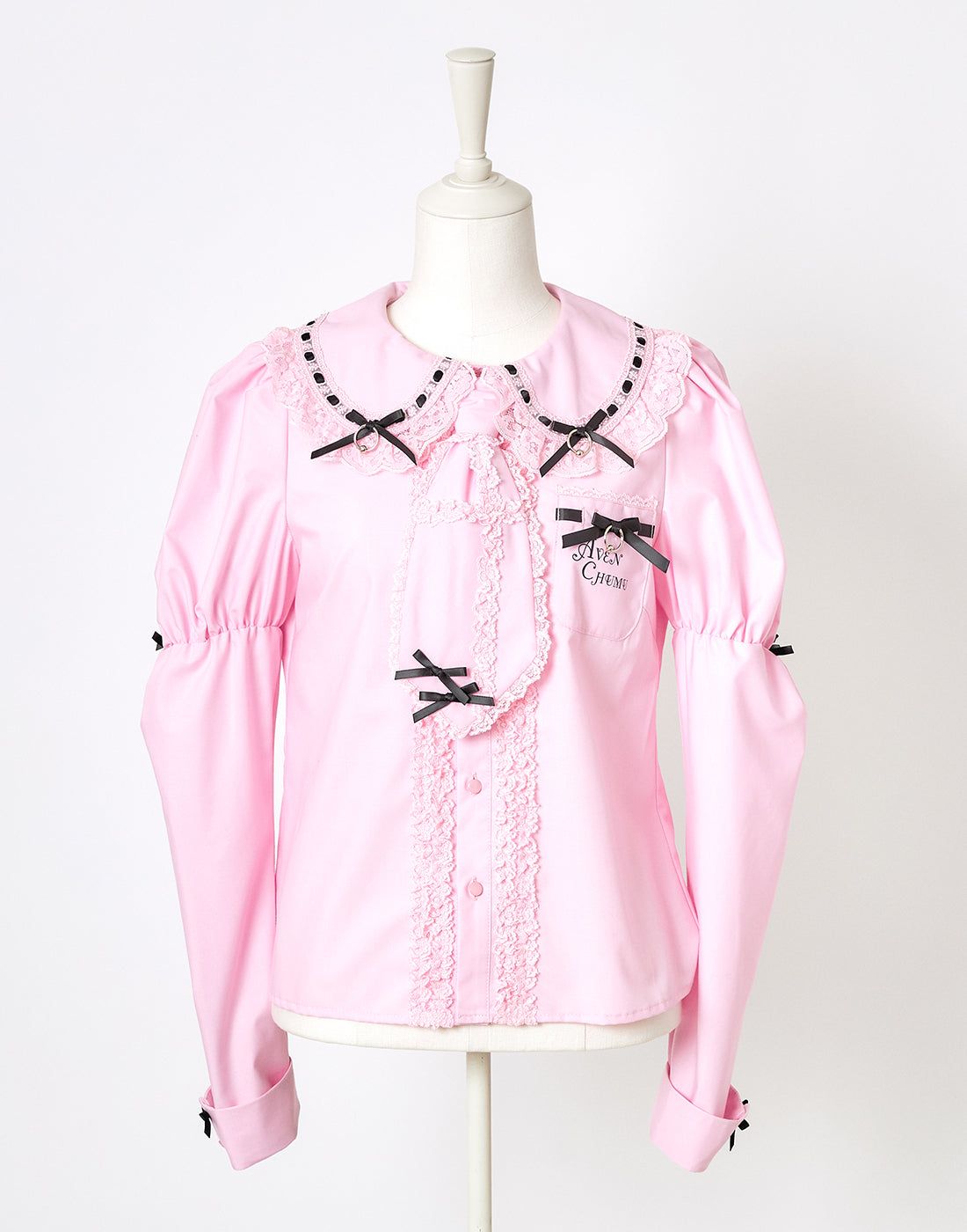 (Deliver In Late October) AVENCHUMU Frills & ribbons cross tie puff blouse