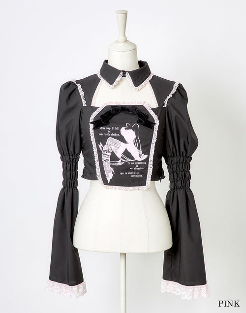 (Deliver In Late October) AVENCHUMU Flare sleeve coffin print blouse
