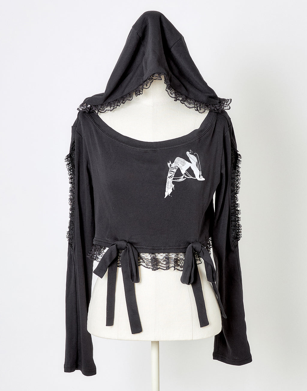 (Deliver In Late October) AVENCHUMU Open shoulder printed ribbon hood tops