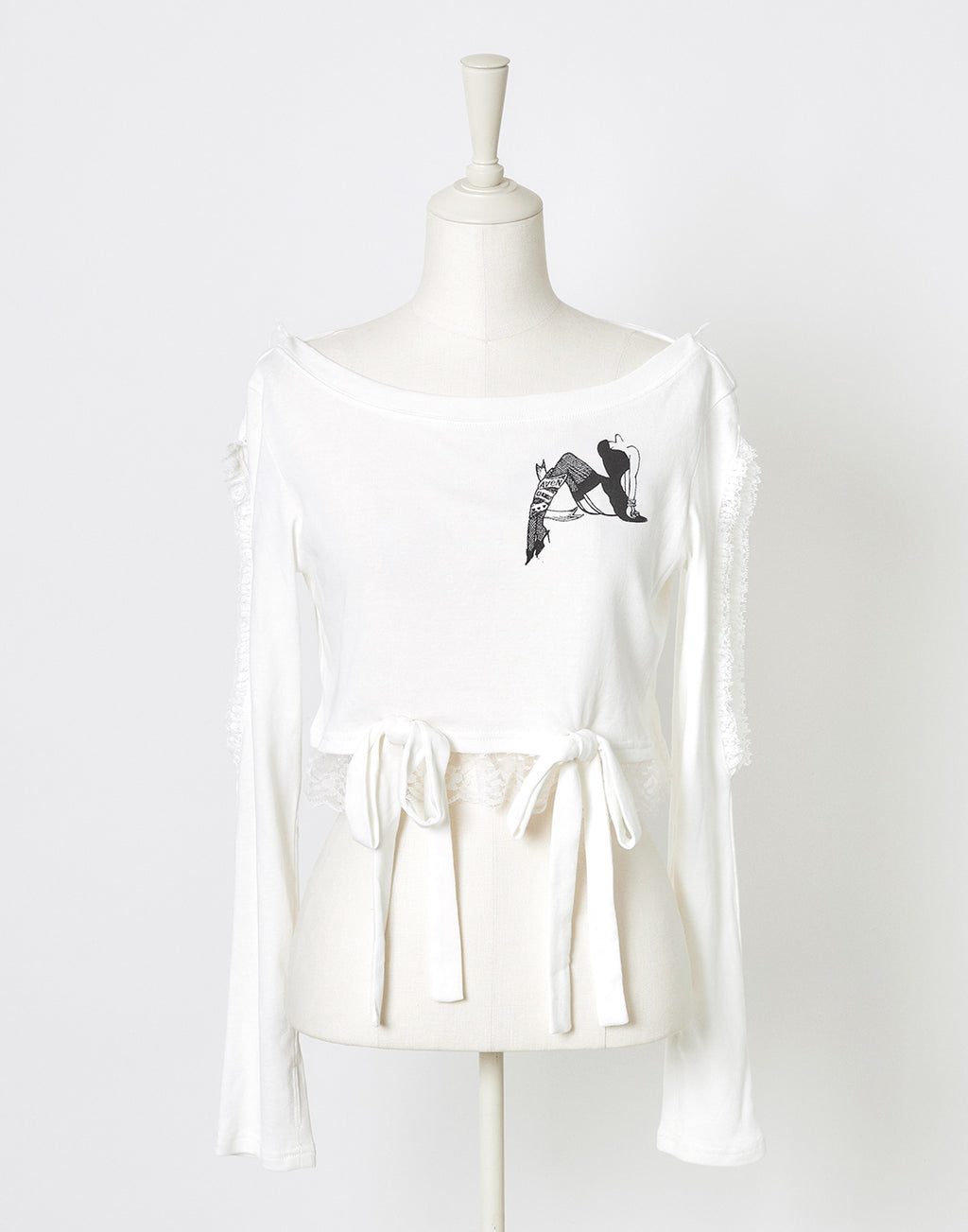 (Deliver In Late October) AVENCHUMU Open shoulder printed ribbon hood tops