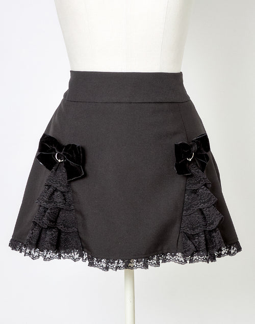 (Deliver In Late October) AVENCHUMU Body piercing ribbon lace tiered skirt
