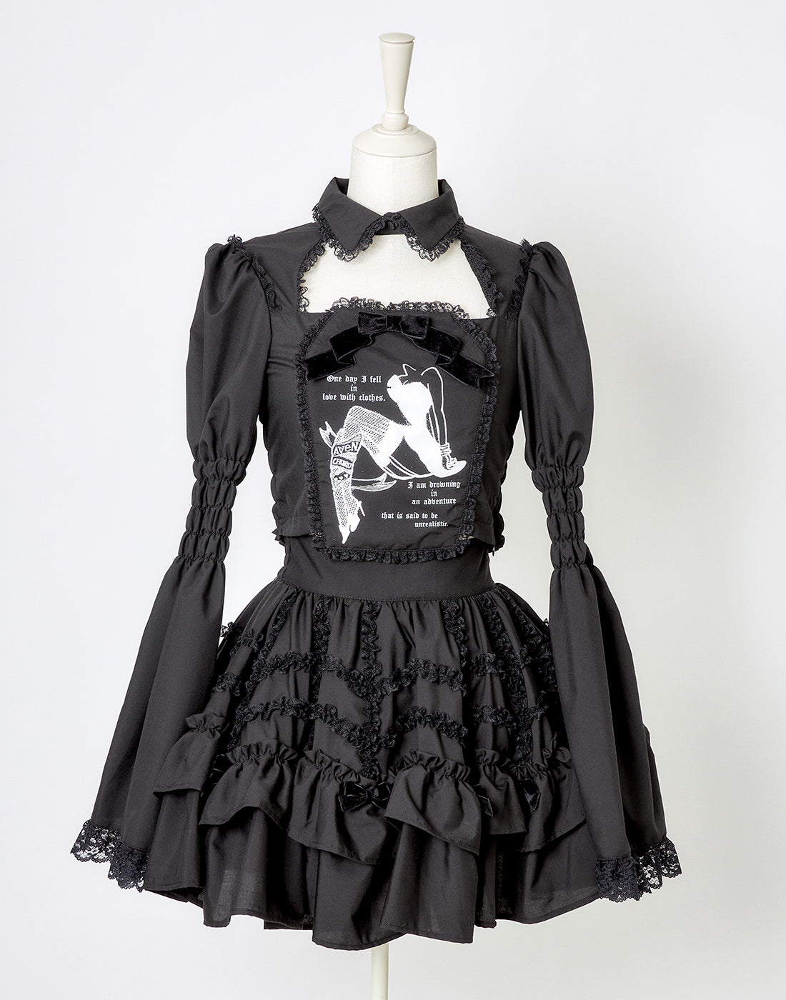 (Deliver In Late October) AVENCHUMU Lace spider frill & ribbon skirt