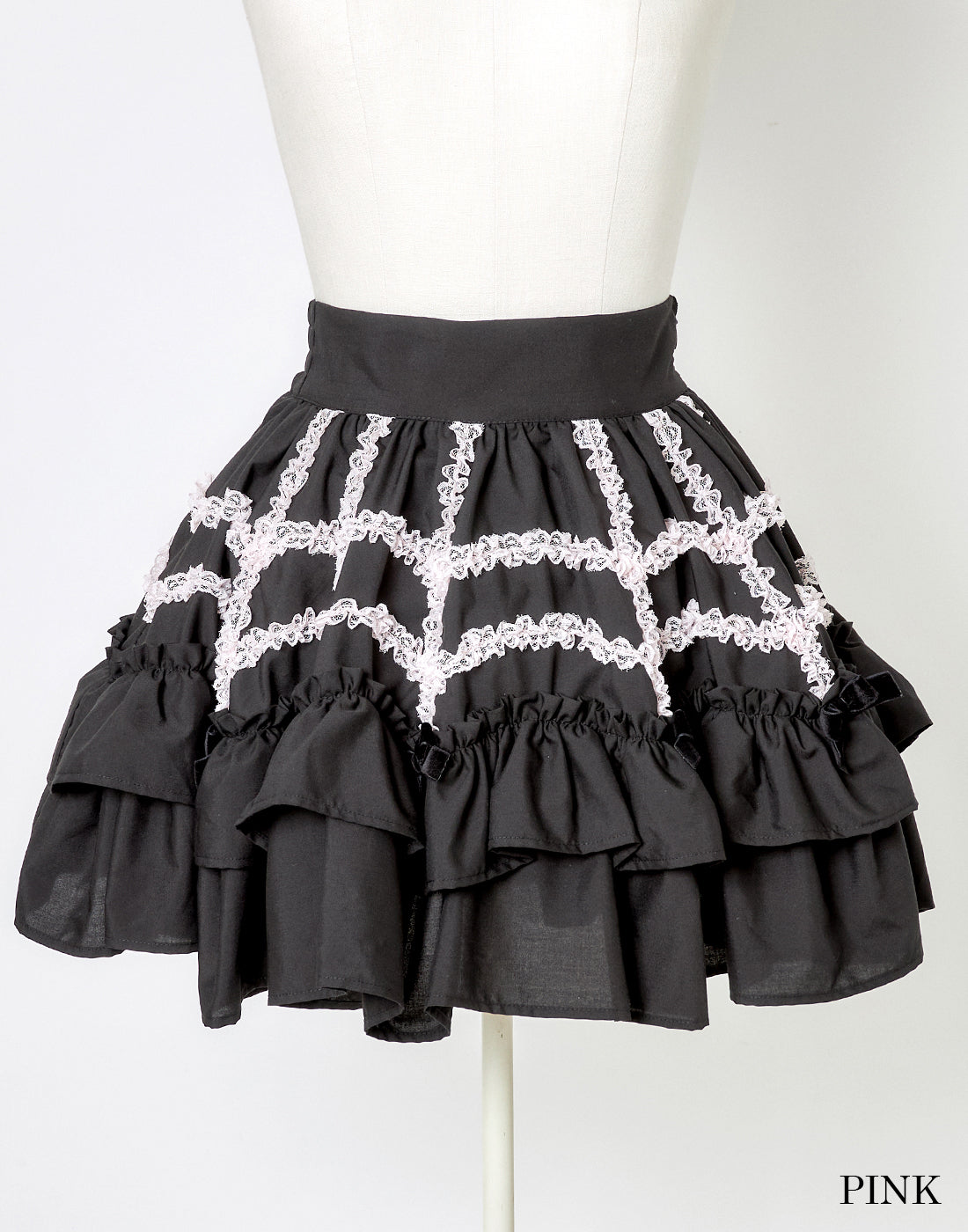 (Deliver In Late October) AVENCHUMU Lace spider frill & ribbon skirt