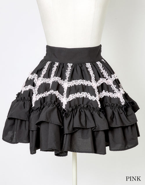(Deliver In Late October) AVENCHUMU Lace spider frill & ribbon skirt