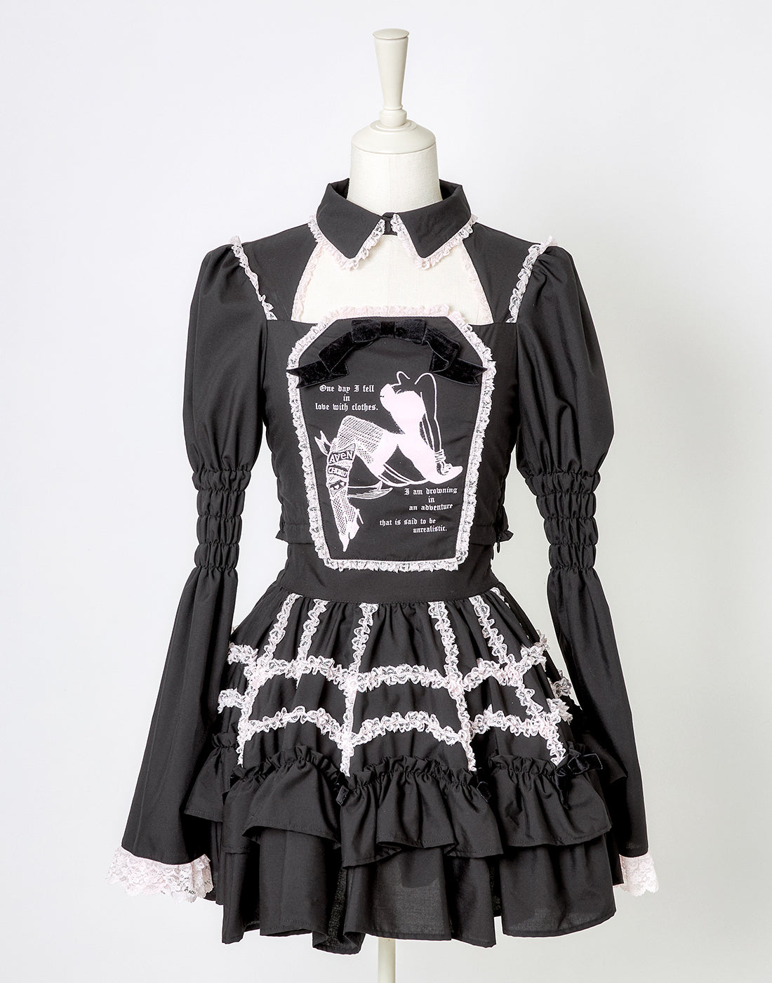 (Deliver In Late October) AVENCHUMU Lace spider frill & ribbon skirt
