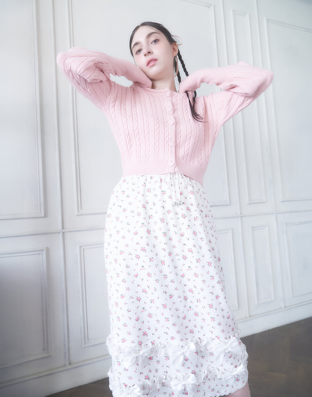 <Deliver In November> Lolime frilly tiny floral Sweat Skirt