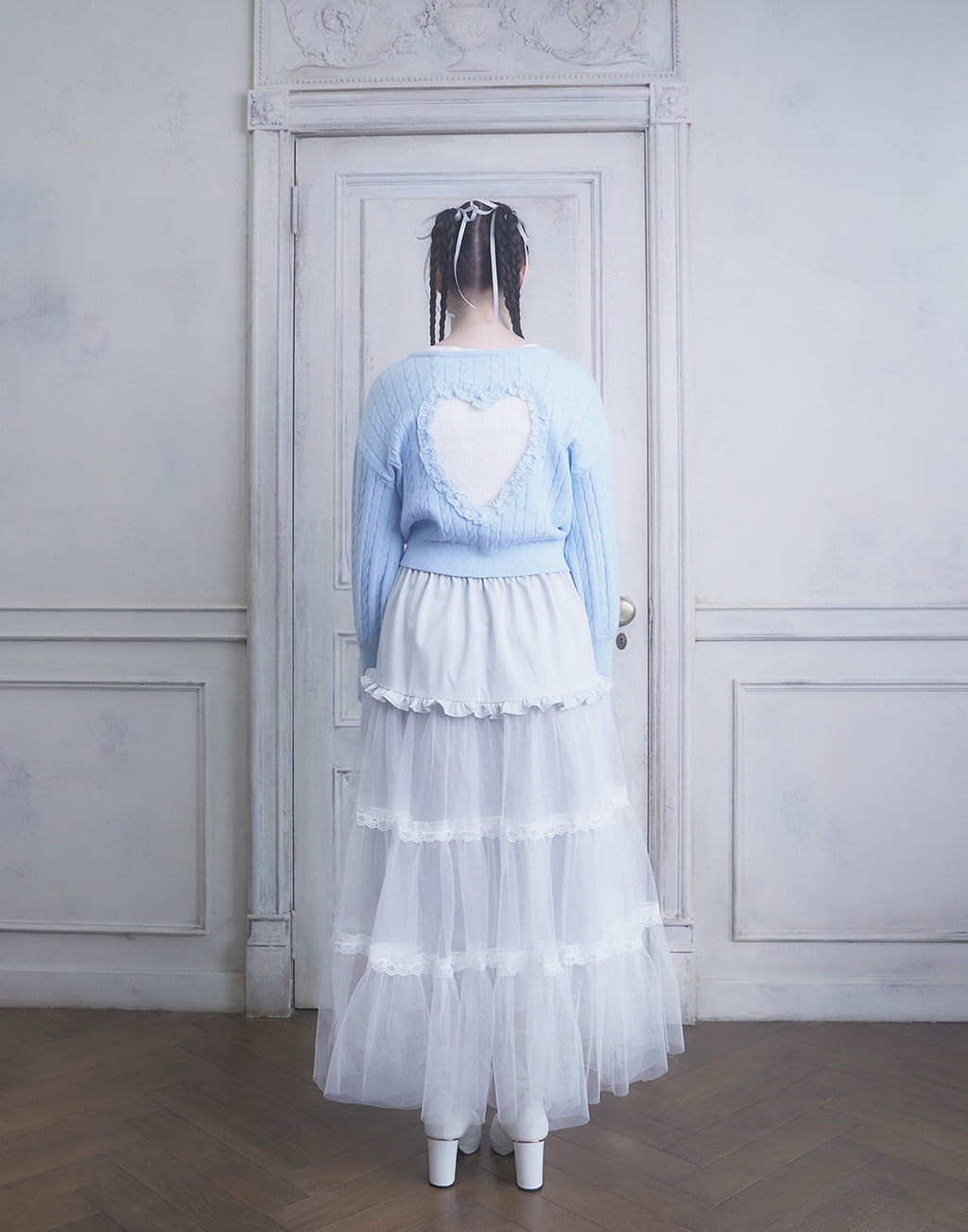 <Deliver In November> Lolime Heart Hole Knit Cardigan