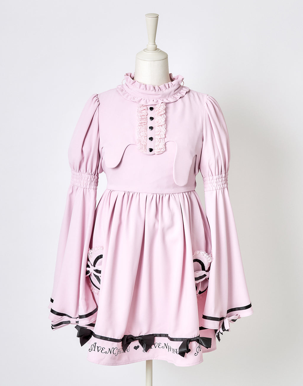 AVENCHUMU Melty bicolor ribbon flare sleeve one piece