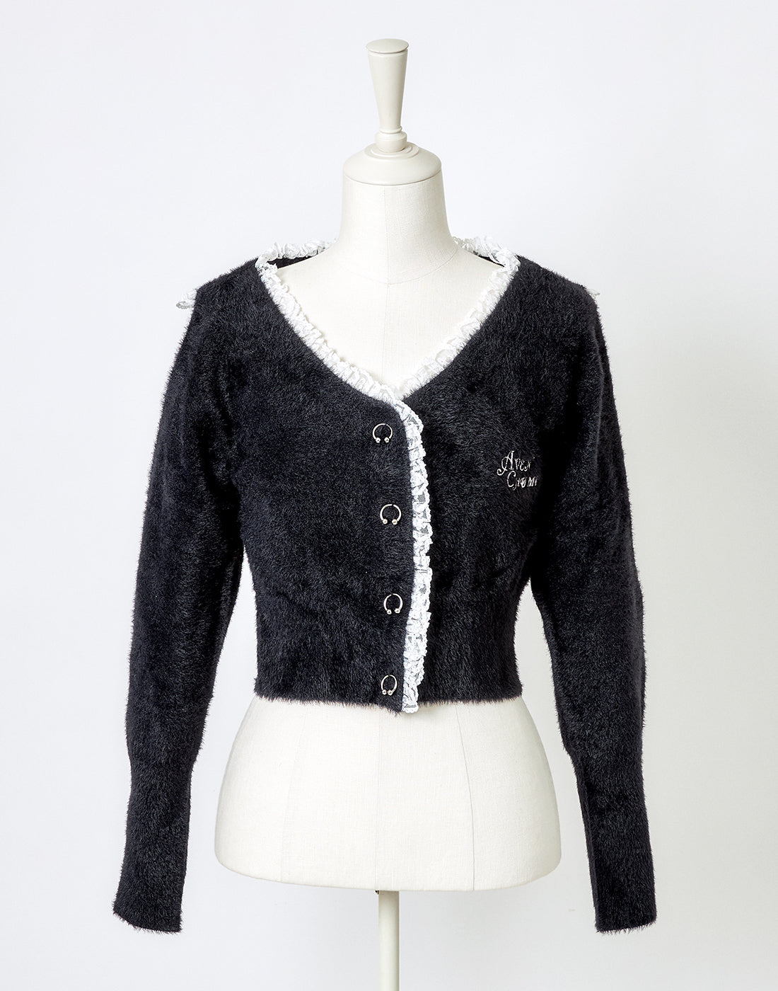 AVENCHUMU Body piercing button sailor shaggy knit cardigan