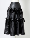 AVENCHUMU Leather look hole ribbon skirt