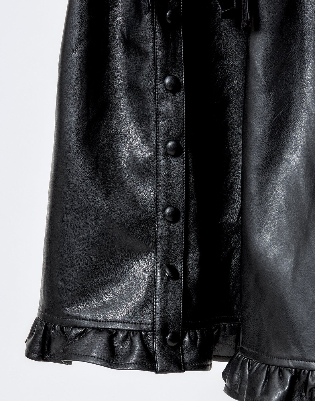 AVENCHUMU Leather look hole ribbon skirt