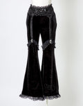 AVENCHUMU Rhinestone logo garter velor flare pants