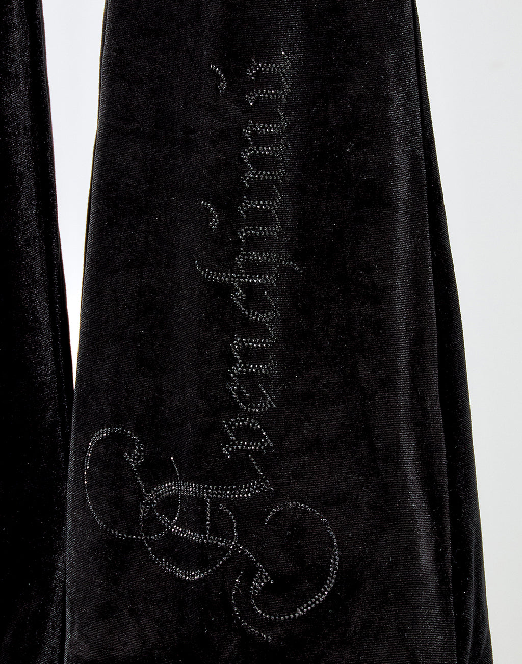 AVENCHUMU Rhinestone logo garter velor flare pants