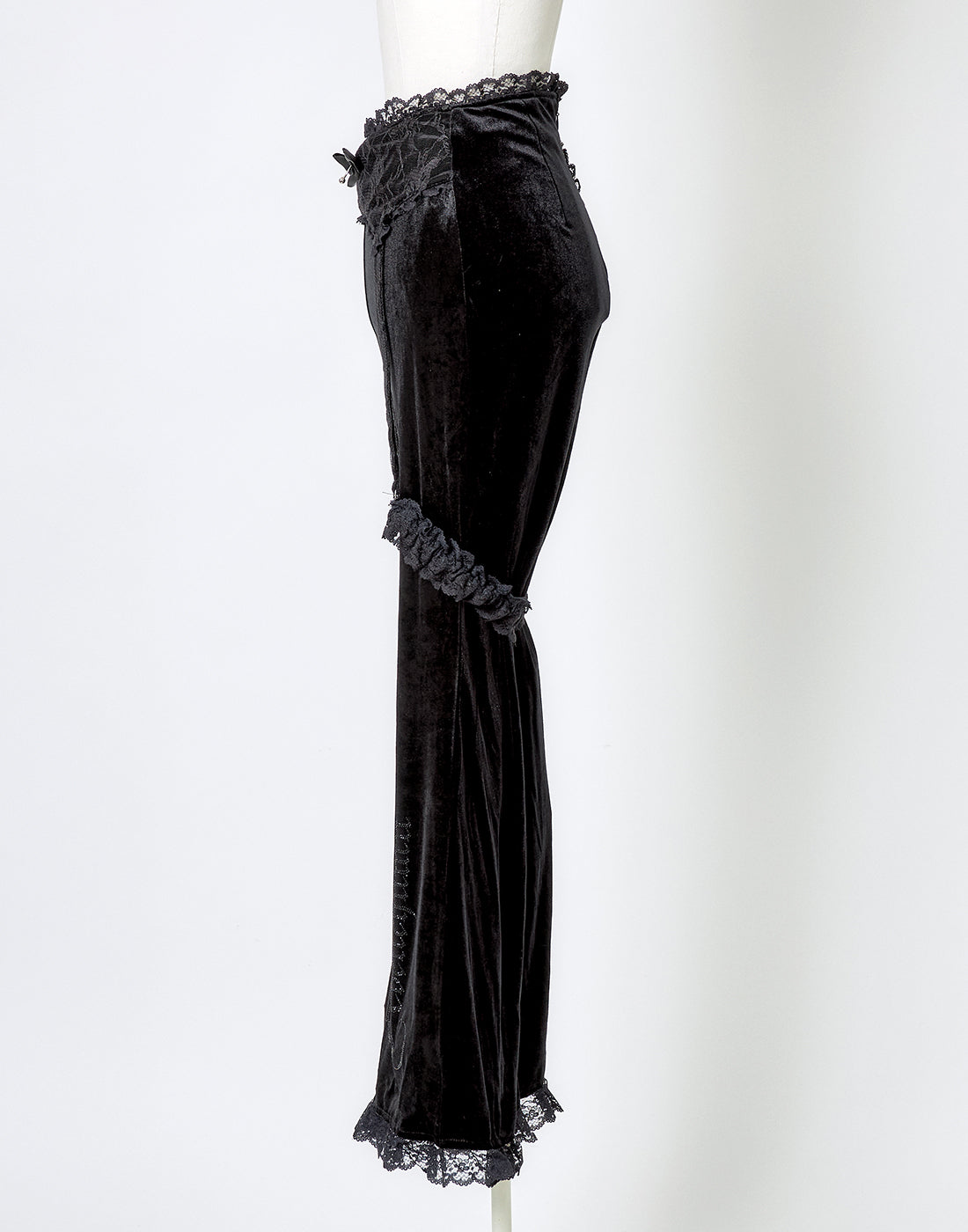 AVENCHUMU Rhinestone logo garter velor flare pants