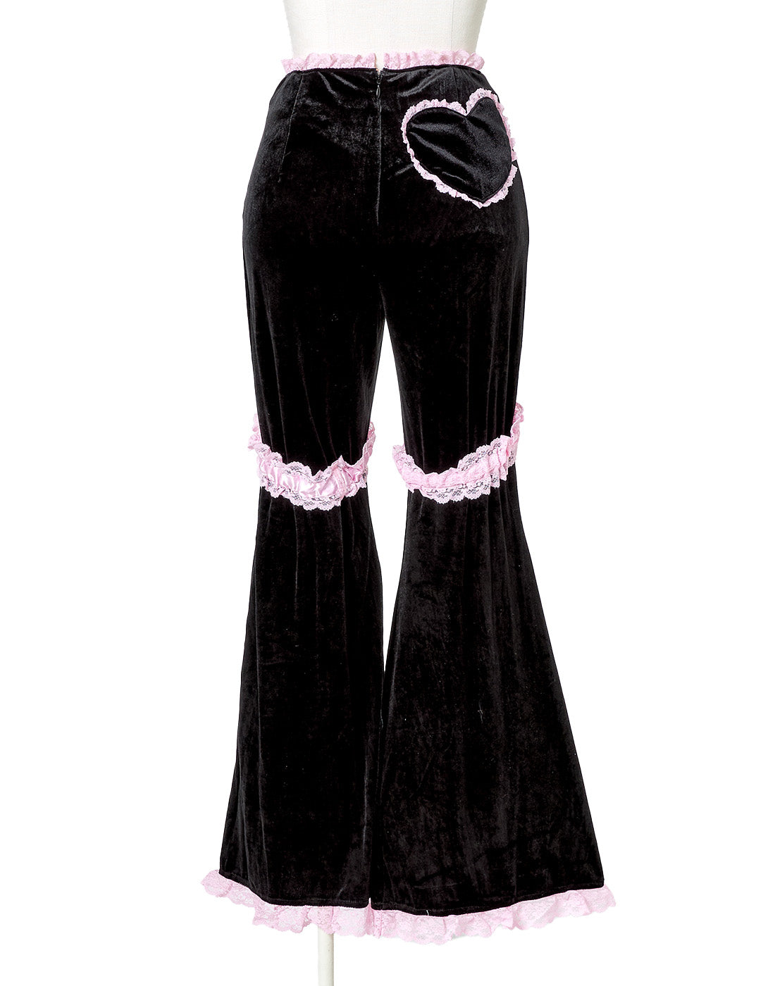 AVENCHUMU Rhinestone logo garter velor flare pants