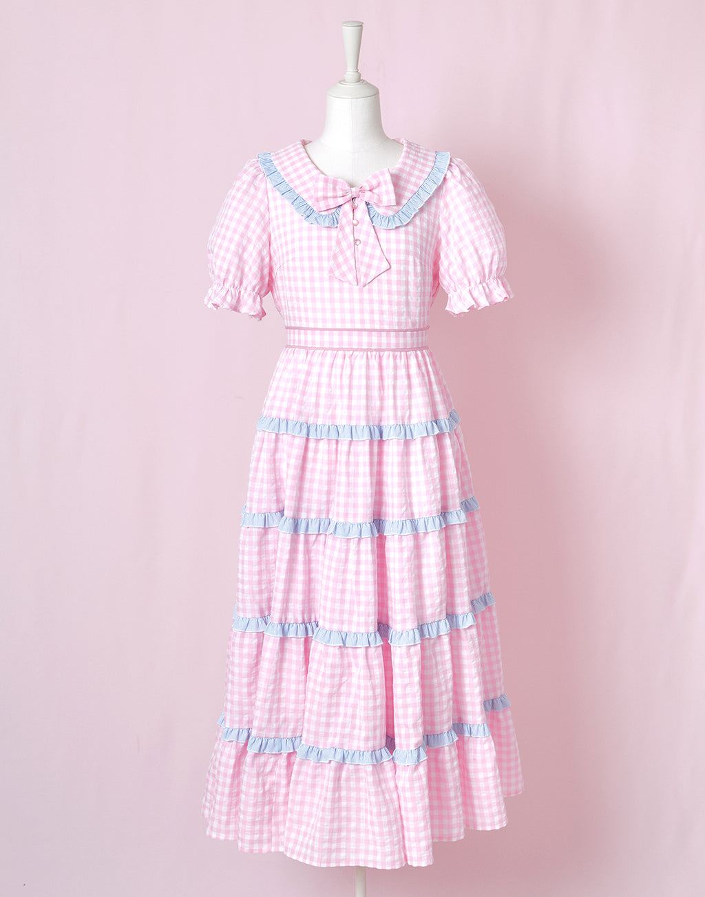 Lolime Bubble Gum Gingham Check Dress