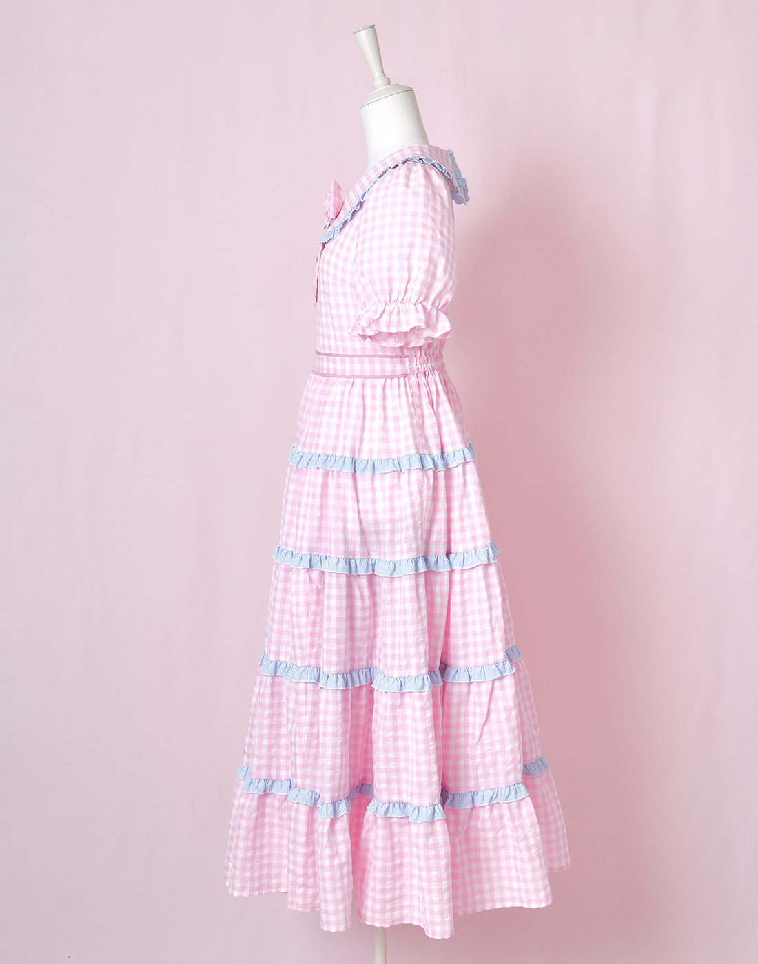 Lolime Bubble Gum Gingham Check Dress