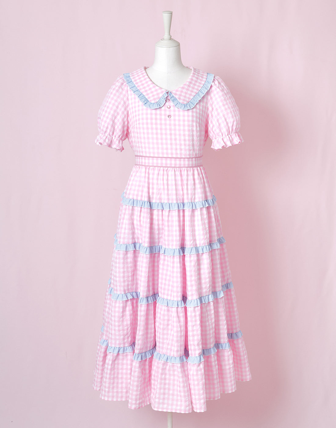 Lolime Bubble Gum Gingham Check Dress