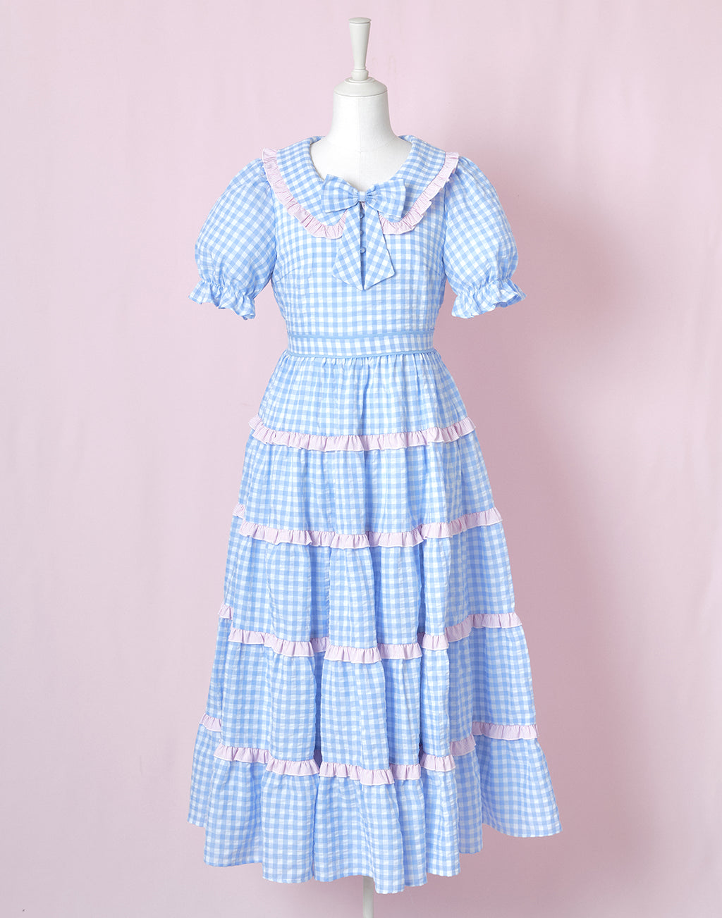 Lolime Bubble Gum Gingham Check Dress