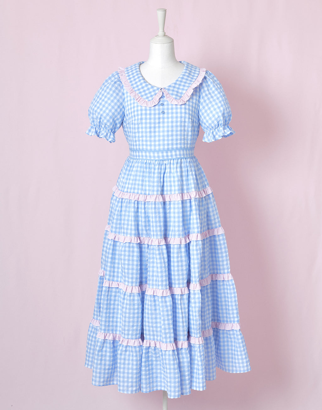 Lolime Bubble Gum Gingham Check Dress