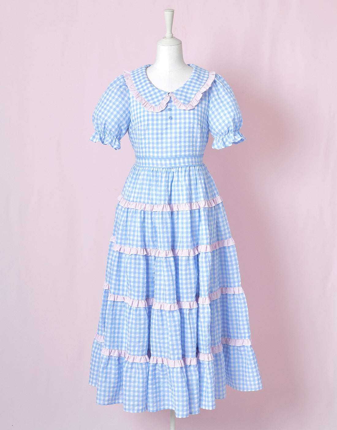 Lolime Bubble Gum Gingham Check Dress