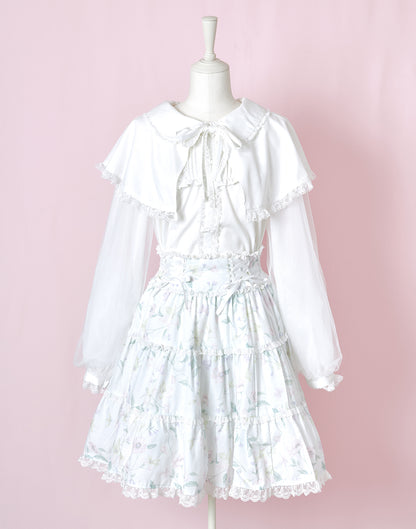 <March Delivery> mellfy memory Dreamy mini ribbon cape Blouse