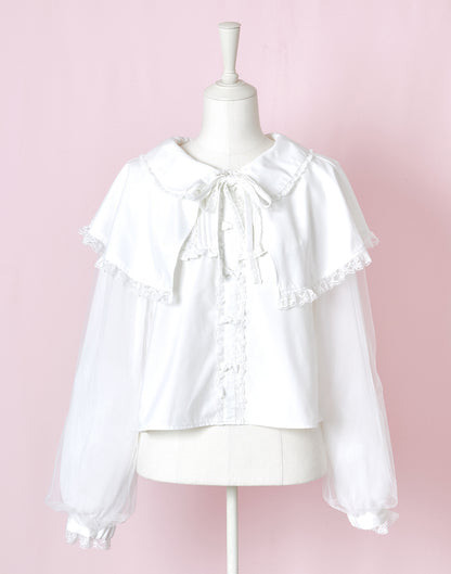 <March Delivery> mellfy memory Dreamy mini ribbon cape Blouse