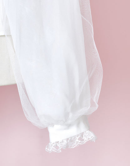 <March Delivery> mellfy memory Dreamy mini ribbon cape Blouse