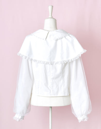 <March Delivery> mellfy memory Dreamy mini ribbon cape Blouse