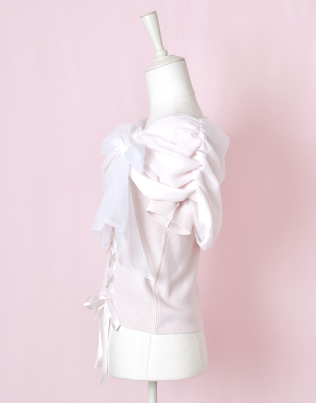 <March Delivery> mellfy memory Melty tulle off-shoulder Top