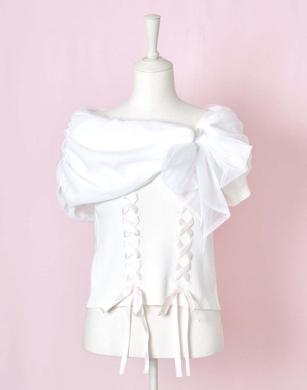 mellfy memory Melty tulle off-shoulder Top