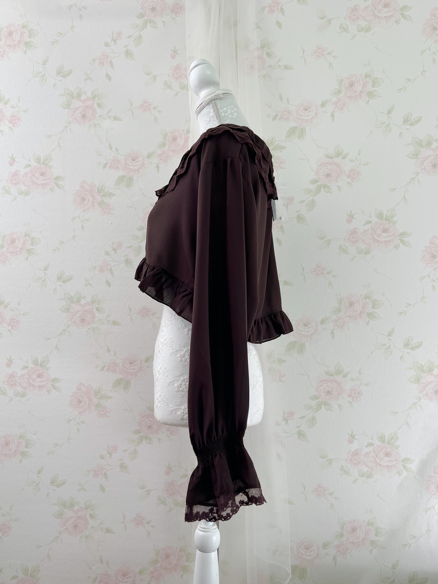 axes femme Lacy Bolero Blouse (Chocolate)