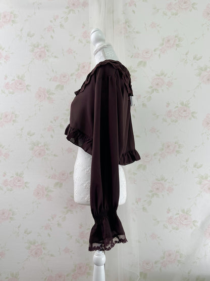 axes femme Lacy Bolero Blouse (Chocolate)