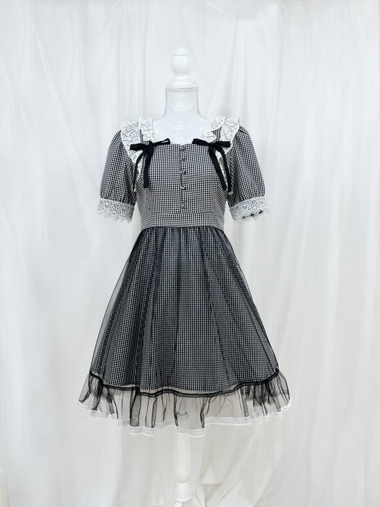 BUBBLES Side Ribbon Checked Dress